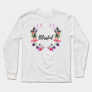 "Blissful" Floral Graphic Design Long Sleeve T-Shirt